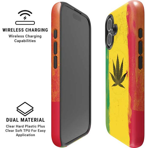 Marijuana Rasta Distressed iPhone 16 Plus Magsafe Impact Case